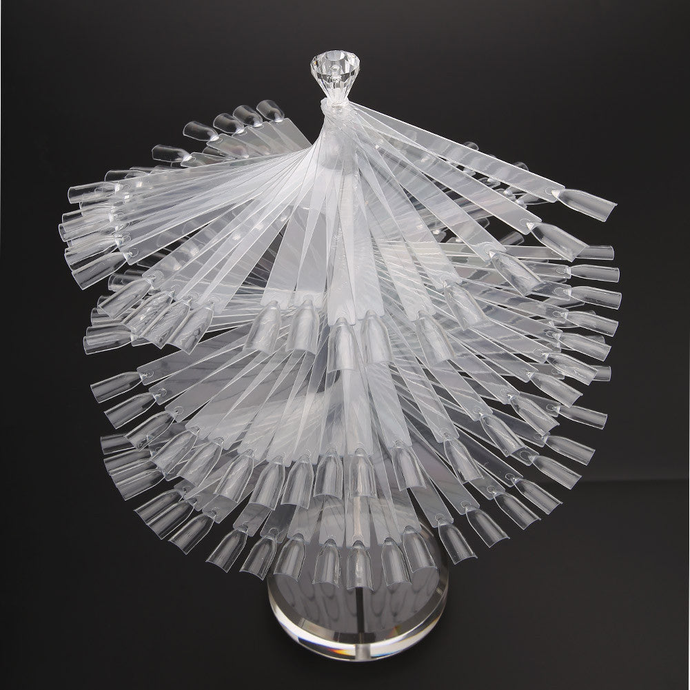 120Pcs Color Clear False Nail Art Tisp Stick Polish Display Fan Practice Card St