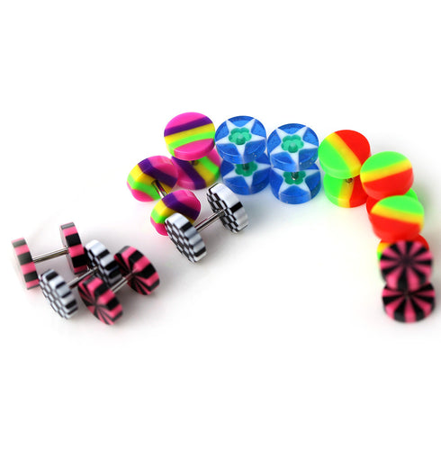 12Pcs Acrylic Cheater Fake Ear Plug Tunnel Stretcher Expander Expansion Body Jewelry Pierceing Unisex