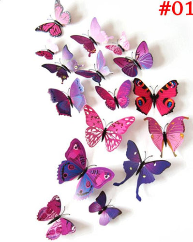 12Pcs 3D PVC Wall Stickers Fridge Magnet Butterflies DIY Wall Sticker Home Decor Kids Rooms Wall Decoration 85497
