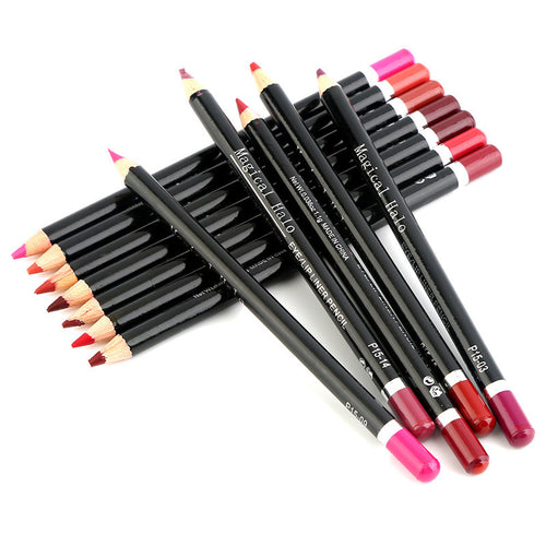 12pcs 12Color Waterproof Non-dizzy Lipliner Pencil Waterproof Long-lasting Contour Lip Liner Soft Texture RedNude Makeup