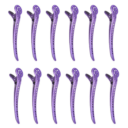 12pcs 9.5cm Single Prong Hair Clips for Women Girl Metal Prong Sectioning Aligator Clip Teeth Metal Purple Bow Accessories