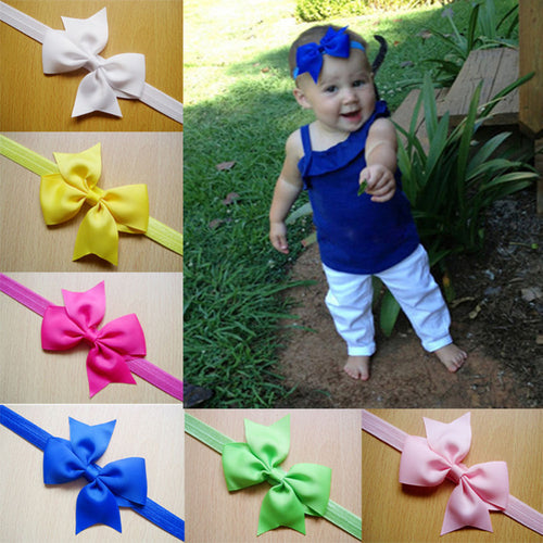 12pcs Colorful Kids Children Satin Baby Girls Headb Hair Bow Hair B Accessories