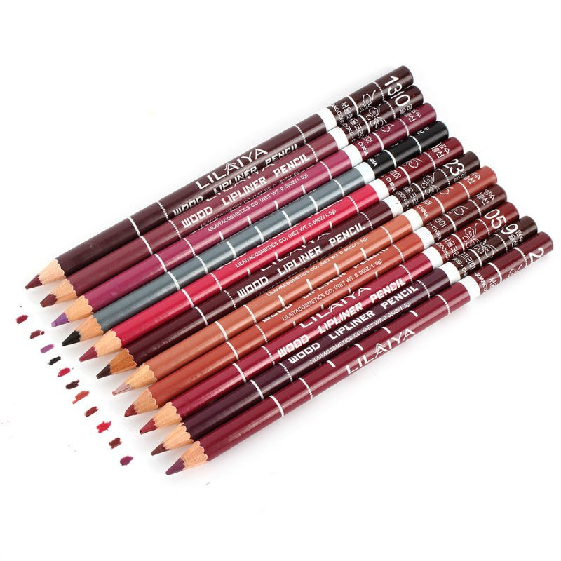 12pcss Multi-color Party Queen Lip Liner Pencil Functional Eyebrow Eye Lip Makeup Waterproof Colorful Cosmetic Pen PY7