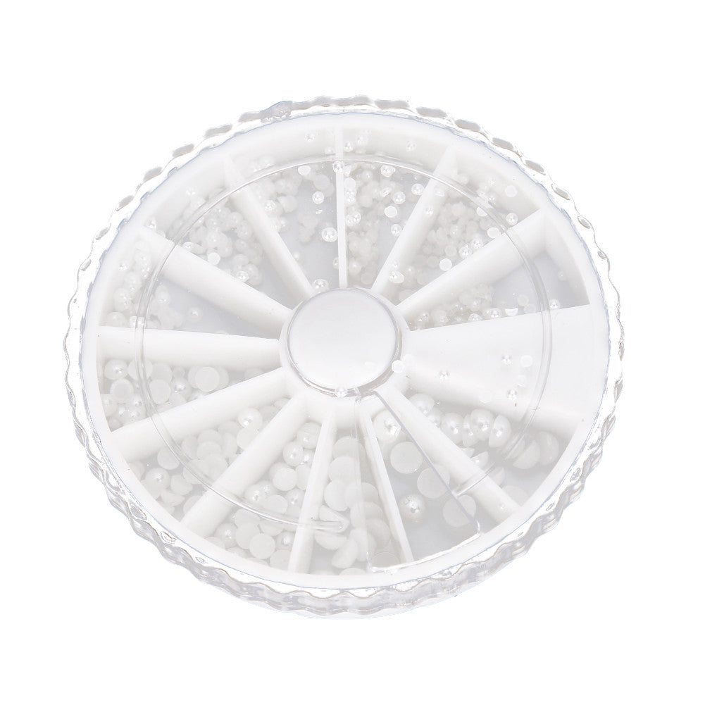 1 Mix Sizes Pearl Nail Art Tips Pearls 3D Nail Beads Rhinestone Decoration DIY Beauty Salon Nail Wheel White Beige