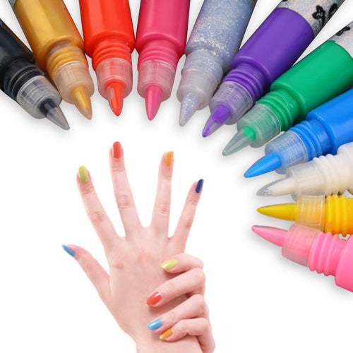 12 Colors Beautiful 3D Nail Art Paint Drawing Pen Acrylic Nail Art Polish Carved Pen Kit Set DIY nail tools