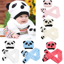 Knitted Baby Hat Warm Cotton Toddler Children Beanie and Scarf Set Lovely Panda Hats Baby Caps Kids Hat Cap