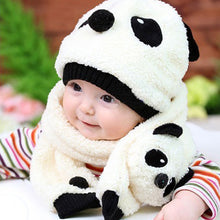 Knitted Baby Hat Warm Cotton Toddler Children Beanie and Scarf Set Lovely Panda Hats Baby Caps Kids Hat Cap