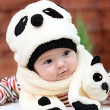 Knitted Baby Hat Warm Cotton Toddler Children Beanie and Scarf Set Lovely Panda Hats Baby Caps Kids Hat Cap