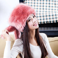 Fashion Colorful Warm Tail Beanie Beret Cap Women Imitation Faux Fur Ear Hat Bomber Hats for Girls