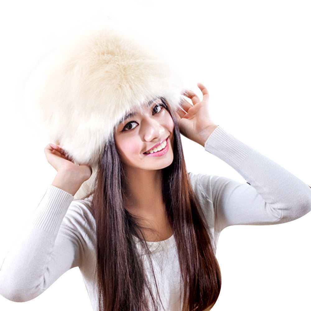 Fashion Colorful Warm Tail Beanie Beret Cap Women Imitation Faux Fur Ear Hat Bomber Hats for Girls