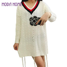 And  Women Long Sleeve Loose Sweater V Neck Hollow Out Knitted Pullover Girl Casual Top Knitwear Beige