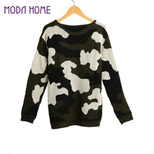 Fashion Women Knitting Sweater Camouflage Pull Femme Hiver Long Sleeve Ladies Knitted Top Camo Warm Lady Knitwear