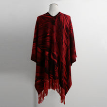 New Cardigan Women Poncho Cape Top Tassel Fringed Cardigan Print Sweater Scarf Women Coat Red/Grey/Khaki