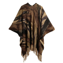 New Cardigan Women Poncho Cape Top Tassel Fringed Cardigan Print Sweater Scarf Women Coat Red/Grey/Khaki