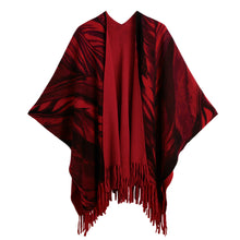 New Cardigan Women Poncho Cape Top Tassel Fringed Cardigan Print Sweater Scarf Women Coat Red/Grey/Khaki