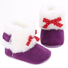 Baby Knitted Faux Fleece Crib Snow Boots Shoes Kids Bowknot Woolen Moccasins Booties Shoes