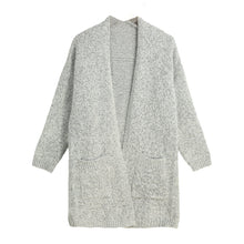 Women Long Knitted Cardigan Loose Open Front Pocket Sweater Poncho Long Sleeve Casual Cardigan Outerwear Coat