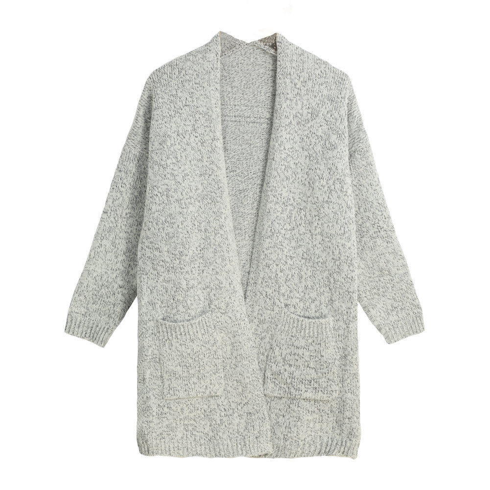 Women Long Knitted Cardigan Loose Open Front Pocket Sweater Poncho Long Sleeve Casual Cardigan Outerwear Coat