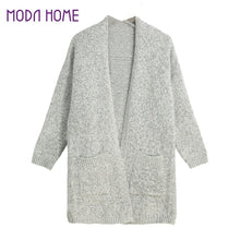 Women Long Knitted Cardigan Loose Open Front Pocket Sweater Poncho Long Sleeve Casual Cardigan Outerwear Coat