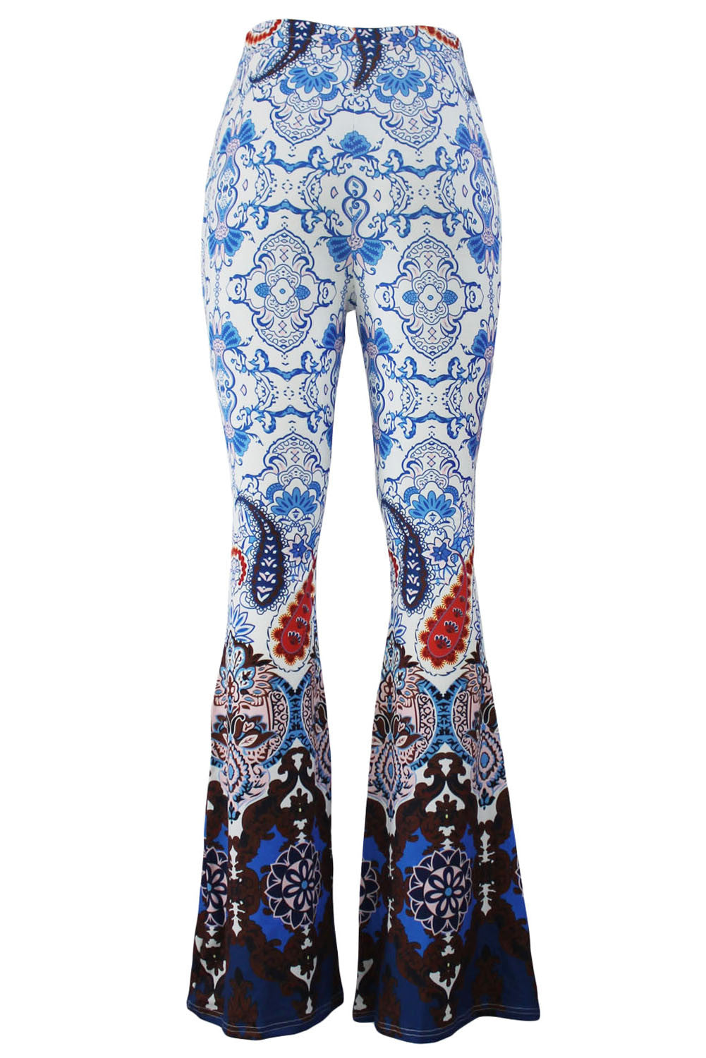 Women High Waist Wide Leg Palazzo Pants Long Pants Casual Flare Palazzo Trousers Floral Classic Flare Pants