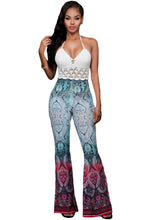 Women High Waist Wide Leg Palazzo Pants Long Pants Casual Flare Palazzo Trousers Floral Classic Flare Pants
