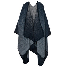 Brand Fashion Women Warm Poncho Cape Gradient Contrast Cardigan Long Shawl Warm Pashmina Cardigans Sweater Coat