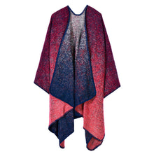 Brand Fashion Women Warm Poncho Cape Gradient Contrast Cardigan Long Shawl Warm Pashmina Cardigans Sweater Coat