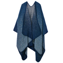 Brand Fashion Women Warm Poncho Cape Gradient Contrast Cardigan Long Shawl Warm Pashmina Cardigans Sweater Coat