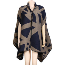 Brand Women Shawls and Wraps Cape Poncho Contrast Geometric Cardigans Vintage Long Pashmina Lady Scarves and Stoles