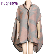 Brand Women Shawls and Wraps Cape Poncho Contrast Geometric Cardigans Vintage Long Pashmina Lady Scarves and Stoles