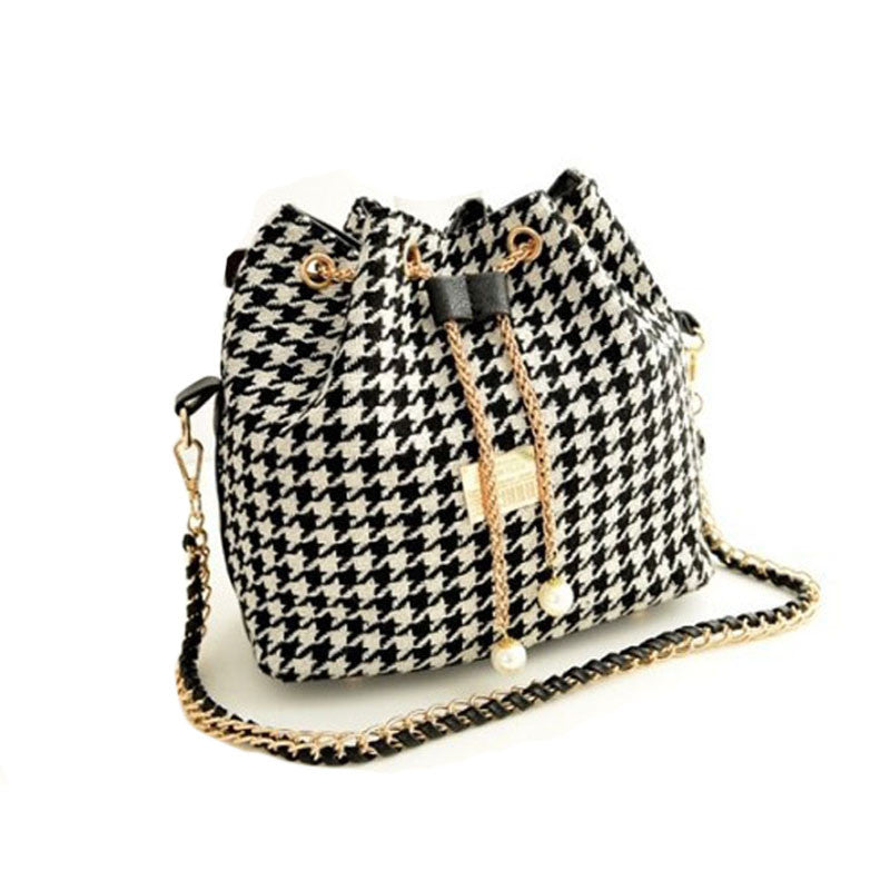Fashion Brand Women Leather Messenger Bag Houndstooth Luxury Designer Handbags Shoulder Bag bolsos Sac a main Feminina