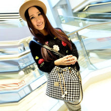 Fashion Brand Women Leather Messenger Bag Houndstooth Luxury Designer Handbags Shoulder Bag bolsos Sac a main Feminina