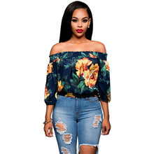 Floral Printed Crop Top Women Tops Sexy Off Shoulder Blouses And Shirts Beach Slash Neck Flower Tops Cropped