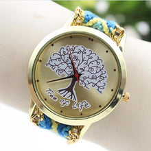 Fashion Ladies Women Tree Of Life Pattern Bracelet Watch Knitting Dial Quartz Watch
