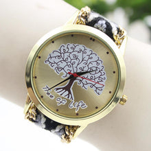 Fashion Ladies Women Tree Of Life Pattern Bracelet Watch Knitting Dial Quartz Watch