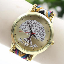 Fashion Ladies Women Tree Of Life Pattern Bracelet Watch Knitting Dial Quartz Watch