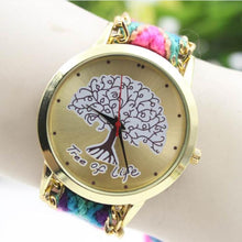 Fashion Ladies Women Tree Of Life Pattern Bracelet Watch Knitting Dial Quartz Watch