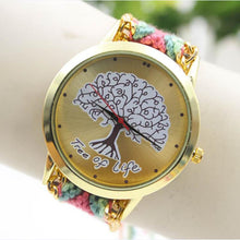 Fashion Ladies Women Tree Of Life Pattern Bracelet Watch Knitting Dial Quartz Watch