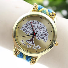 Fashion Ladies Women Tree Of Life Pattern Bracelet Watch Knitting Dial Quartz Watch