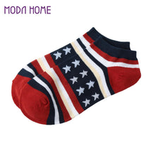 Fashion Men Women Ankle Socks Flag Stripe Star Print Thin Breathable Boat Sock Young Girlscolorful Socks Chaussette Femme
