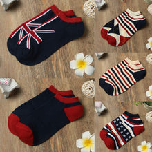 Fashion Men Women Ankle Socks Flag Stripe Star Print Thin Breathable Boat Sock Young Girlscolorful Socks Chaussette Femme