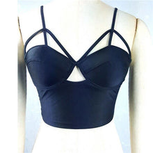 Strappy Bandage Crop Top Womens Sexy Bustier Crop Top Black Chest Hollow Outwear Bra For Women Cropped Tops Femme