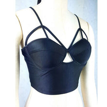 Strappy Bandage Crop Top Womens Sexy Bustier Crop Top Black Chest Hollow Outwear Bra For Women Cropped Tops Femme