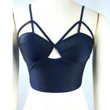 Strappy Bandage Crop Top Womens Sexy Bustier Crop Top Black Chest Hollow Outwear Bra For Women Cropped Tops Femme