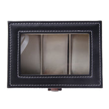 3 Grid Plain Pattern Black PU Leather Watches Display Case Jewelry Boxes Storage Watch Box caixa para relogio