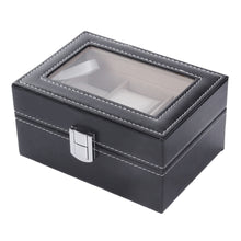 3 Grid Plain Pattern Black PU Leather Watches Display Case Jewelry Boxes Storage Watch Box caixa para relogio