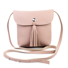 Korean Retro Fashion Women Shoulder Bag PU Leather Flap Tassel Bag Pink Stud Casual Mini Crossbody Bag Girl Phone Sling Bag