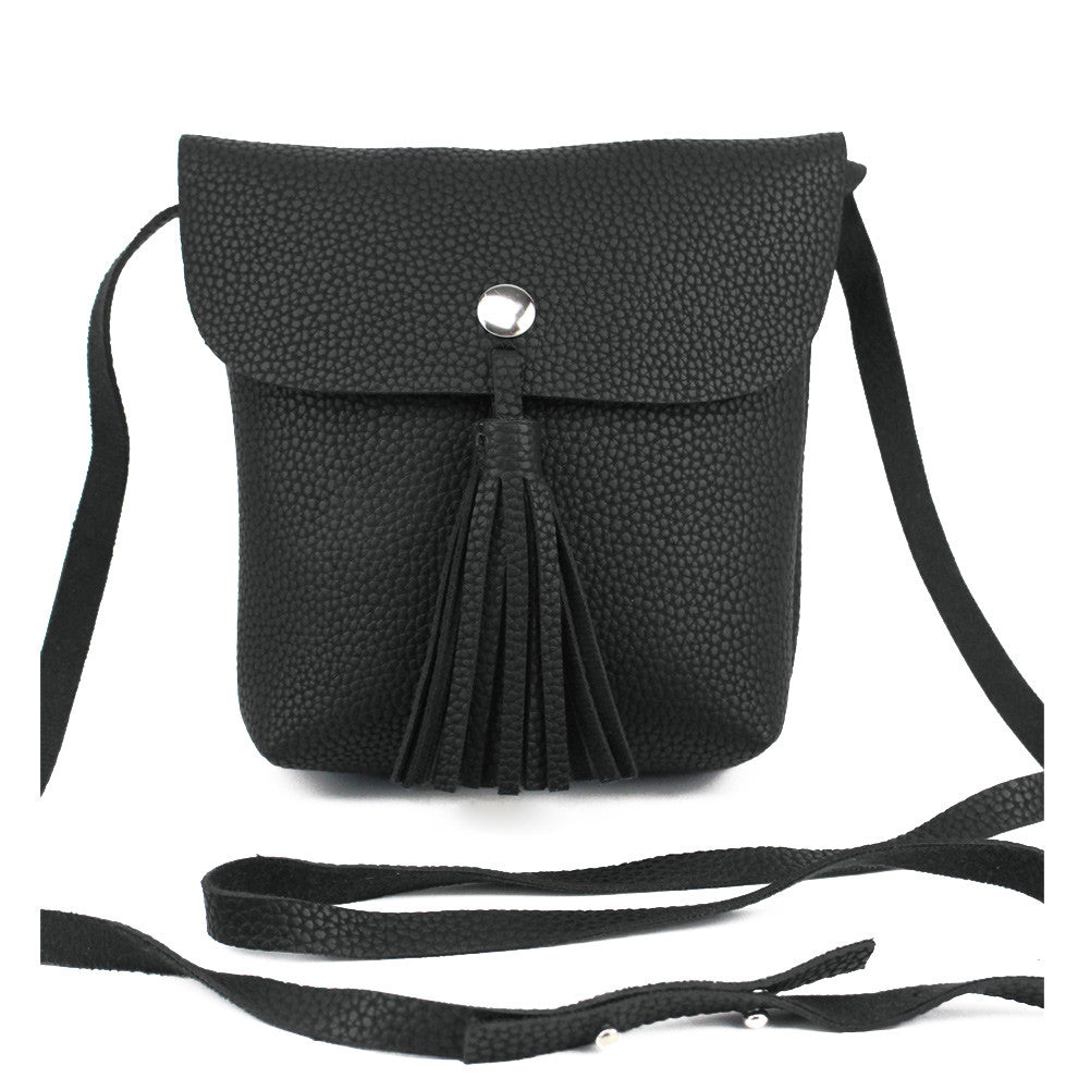 Korean Retro Fashion Women Shoulder Bag PU Leather Flap Tassel Bag Pink Stud Casual Mini Crossbody Bag Girl Phone Sling Bag