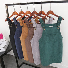 Korean Style College Wind Restoring Ancient Ways Corduroy Suspenders Big Pocket Straight Vest Dress LE3