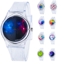 Lovely Kids Watches Star & Sky Pattern Quartz Watch Children Students Watch Girls Popular Ssilicone Strap Elegant Wristwatch